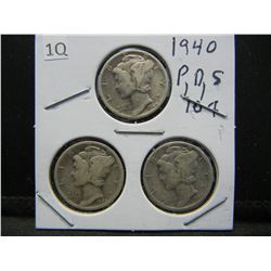 1940 PDS Mercury Dimes