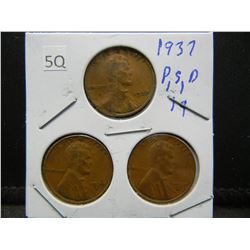 1937 PDS Wheat Cents