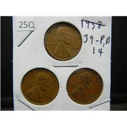 1938, 39 PD Wheat Cents