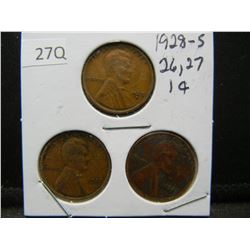 1926, 27, 28 S Wheat Cents
