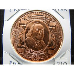 Copper Round .999 Benjamin Franklin