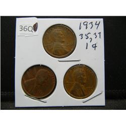 1934, 35, 37 Wheat Cents