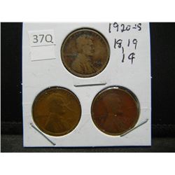 1918, 19, 20 S Wheat Cents