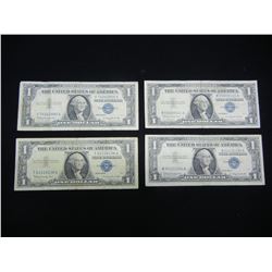 (4) 1957 B One Dollar Silver Certificates