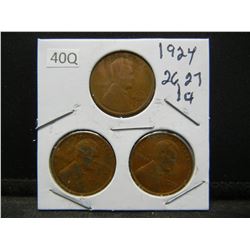 1924, 26, 27 Wheat Cents