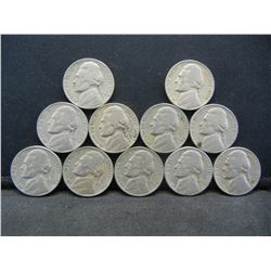 Lot of (11) Jefferson Nickels, 50's