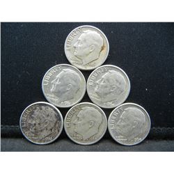 (6) Roosevelt Dimes, 60's  Some Mint Marks