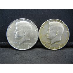 (2) 1966 Kennedy Half Dollars