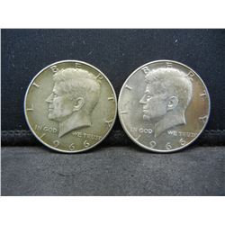 (2) 1966 Kennedy Half Dollars