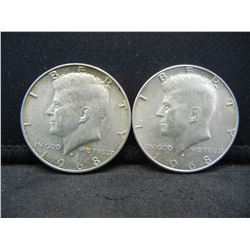 (2) 1968 Kennedy Half Dollars