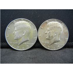 (2) 1967 Kennedy Half Dollars