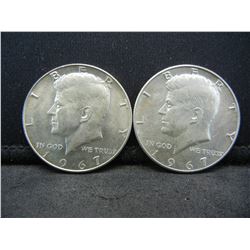 (2) 1967 Kennedy Half Dollars
