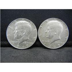 (2) 1967 Kennedy Half Dollars