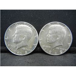 1968, 69 Kennedy Half Dollars