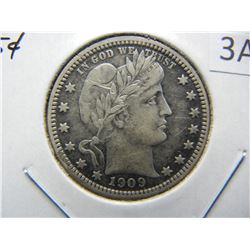 1909-D Barber 25c.  XF+ Details.