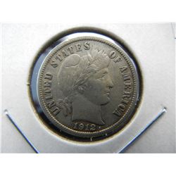 1912-D Barber 10c.  XF+.