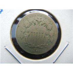 1874 Shield 5c.  VF Details.