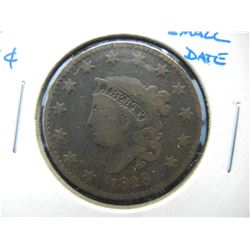 1828 Large 1c.  VF.  Shall Date.  Scarce.