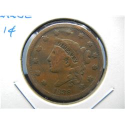 1838 Large 1c.  VF.
