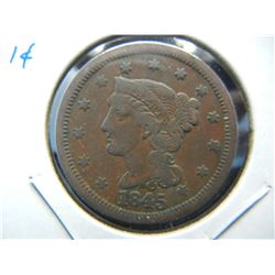 1845 Large 1c.  Fine.
