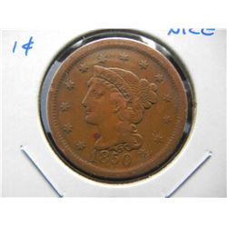 1850 Large 1c.  VF+.  Nice.