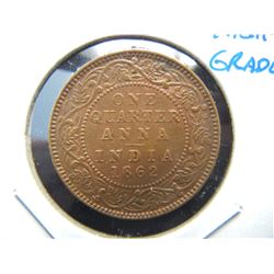 1862 India 1/4 Anna.  High Grade.