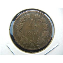1860 Austria 4 Kreuzer.  Scarce Type.