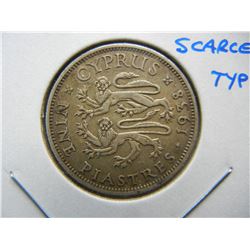1938 Cyprus 9 Piastres.  Scarce Type.