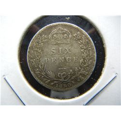 1890 Great Britain Silver 6 Pence.