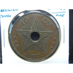 1887 Belgian Congo 10 Centimes.  Nice.