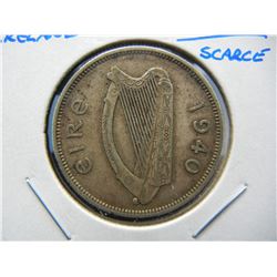 1940 Ireland Silver Florin.  Scarce.