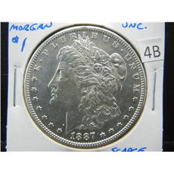 1887-S Morgan $1.  Nice UNC.  Scarce Date.
