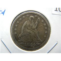 1854 Seated 25c.  XF.
