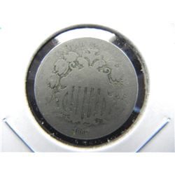1868 Shield 5c.  VG+.