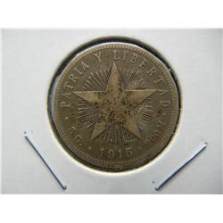 1915 Cuba Silver 20 Centavos.