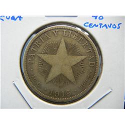 1915 Cuba Silver 40 Centavos.  Scarce.