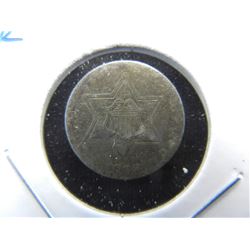 1856 3c Silver.  Fine.  Weak Date.