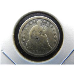 1851 Seated Half Dime.  Fine.