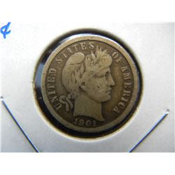 1901-O Barber 10c.  Fine.