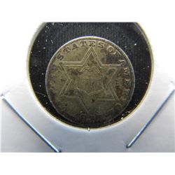 1857 3c Silver.  VF+.  Scarce Date.