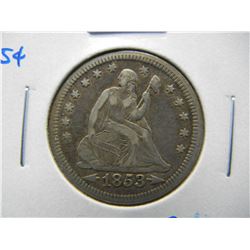 1853 Seated 25c.  Nice XF.  Rotated Reverse.