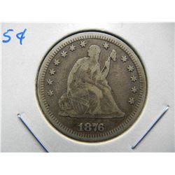 1876 Seated 25c.  XF.  Nice.