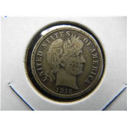 1916-S Barber 10c.  VF.