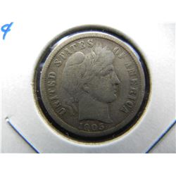 1905-S Barber 10c.  Fine.