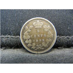 1893 Canada 5c Silver.  VF+.