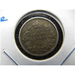 1904 Canada 5c Silver.  XF.
