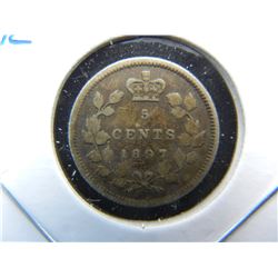 1897 Canada 5c Silver.  XF.