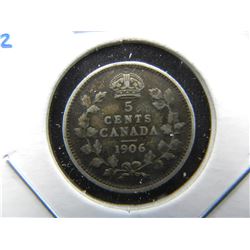 1906 Canada 5c Silver.  XF.