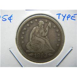 1853 Seated 25c.  XF.  Nice Type.