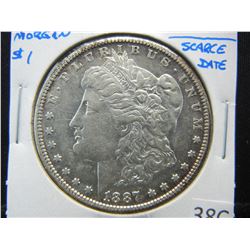 1887-S Morgan $1.  AU/UNC.  Scarce Date.